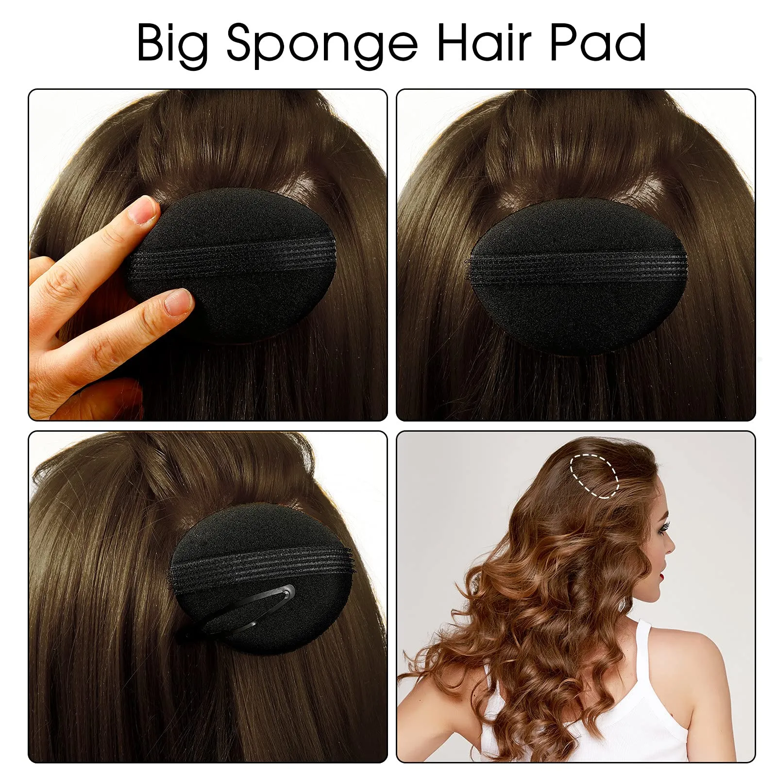 12 Pieces Hair Base Sponge Invisible Hair Clip Comb Bump It Up Volume Tool False Hair Pads Hair Bump Styling Insert Tool Hair Extensions Accessories (Black, Coffee, Dark Brown)