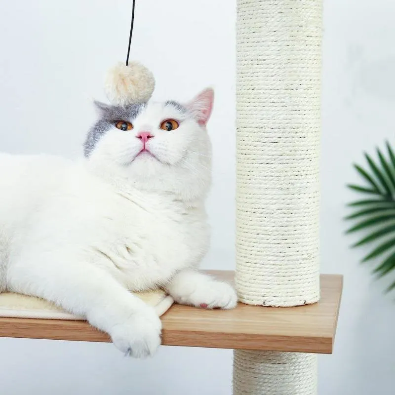 6 Level Modern Cat Tower 5.46 ft Sisal Scratcher Posts Soft Hammock Removable Mats Cat Furniture