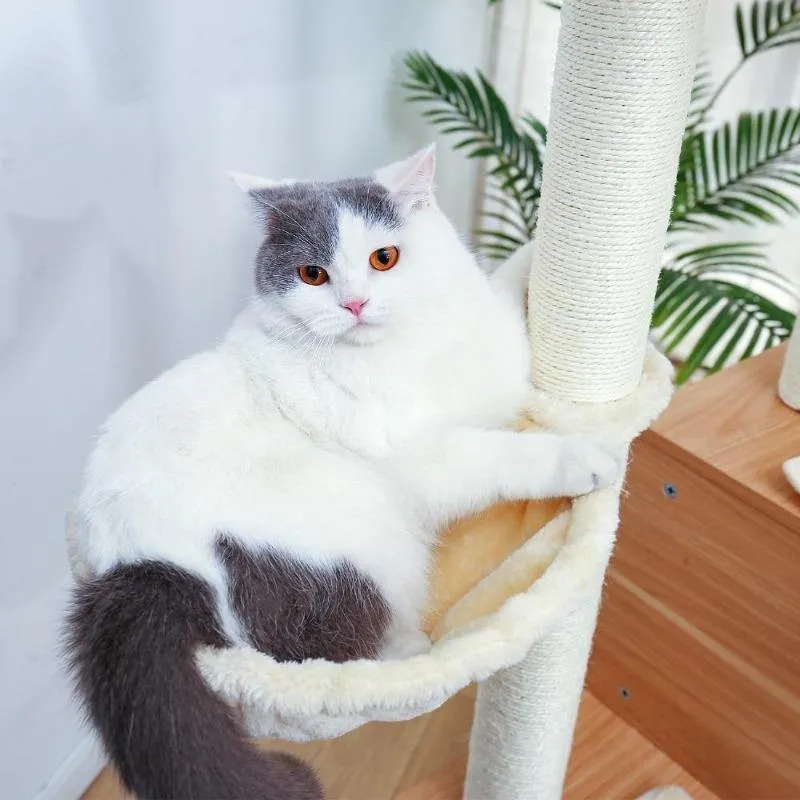 6 Level Modern Cat Tower 5.46 ft Sisal Scratcher Posts Soft Hammock Removable Mats Cat Furniture