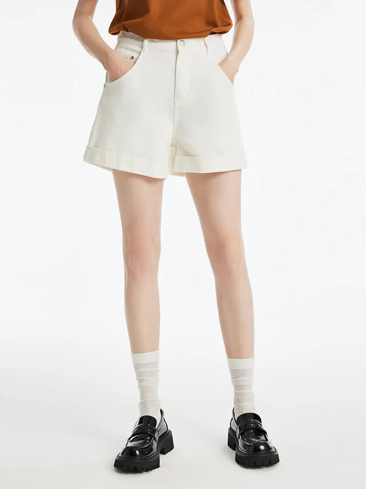 A-Line Folded Hem Women Shorts