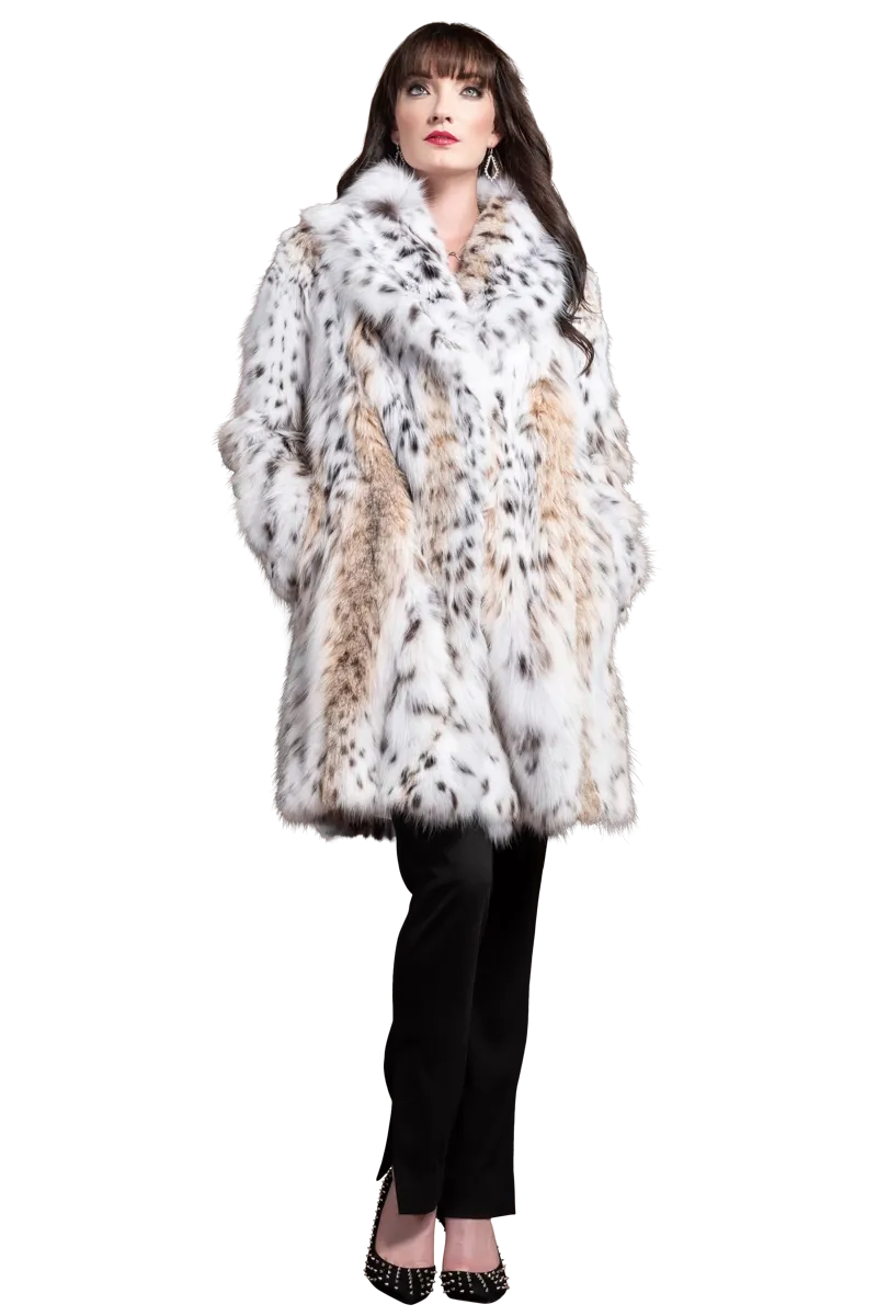 American Semi-Belly Mid-Length Lynx Fur Coat