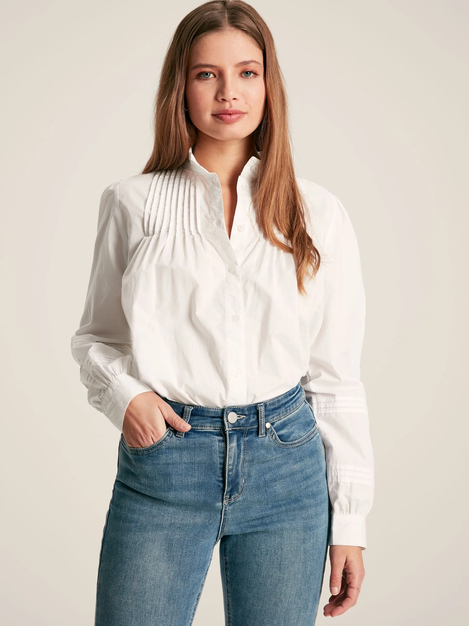 Arabella Chalk White Pleated Blouse