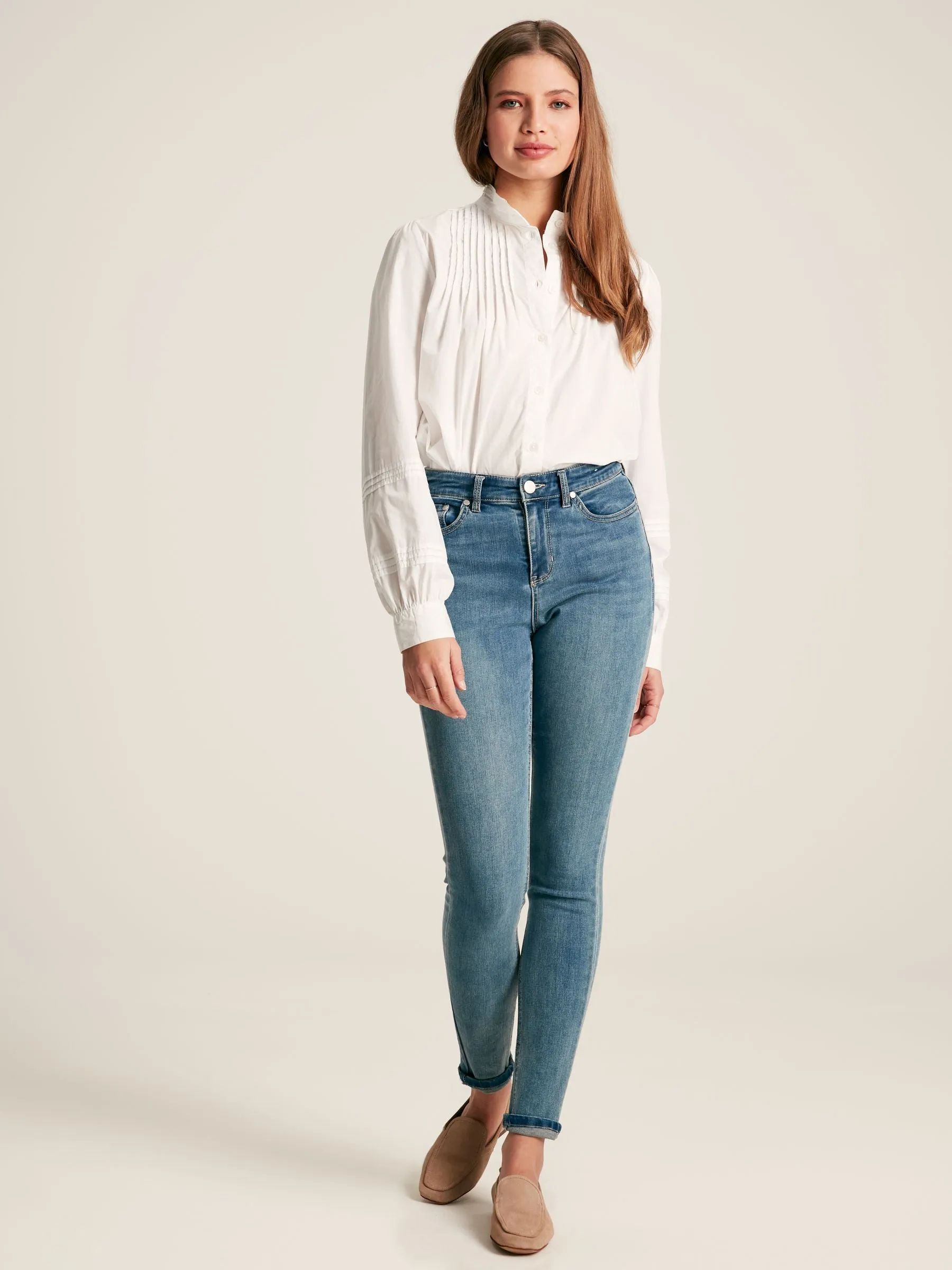 Arabella Chalk White Pleated Blouse