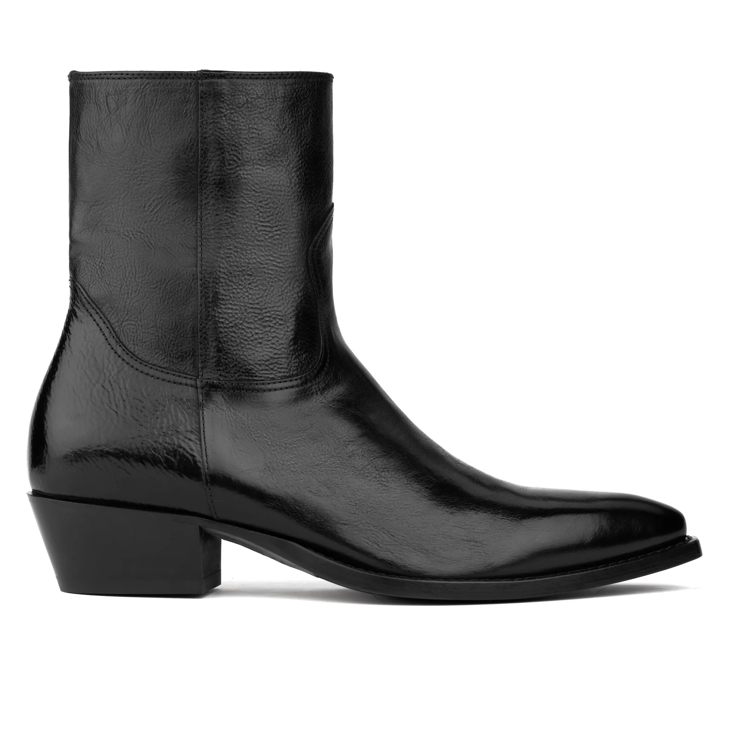 Augustus Black Leather Western Boot