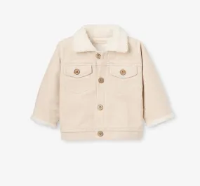 Baby Corduroy Jacket with Sherpa collar in wheat, 6-9 months