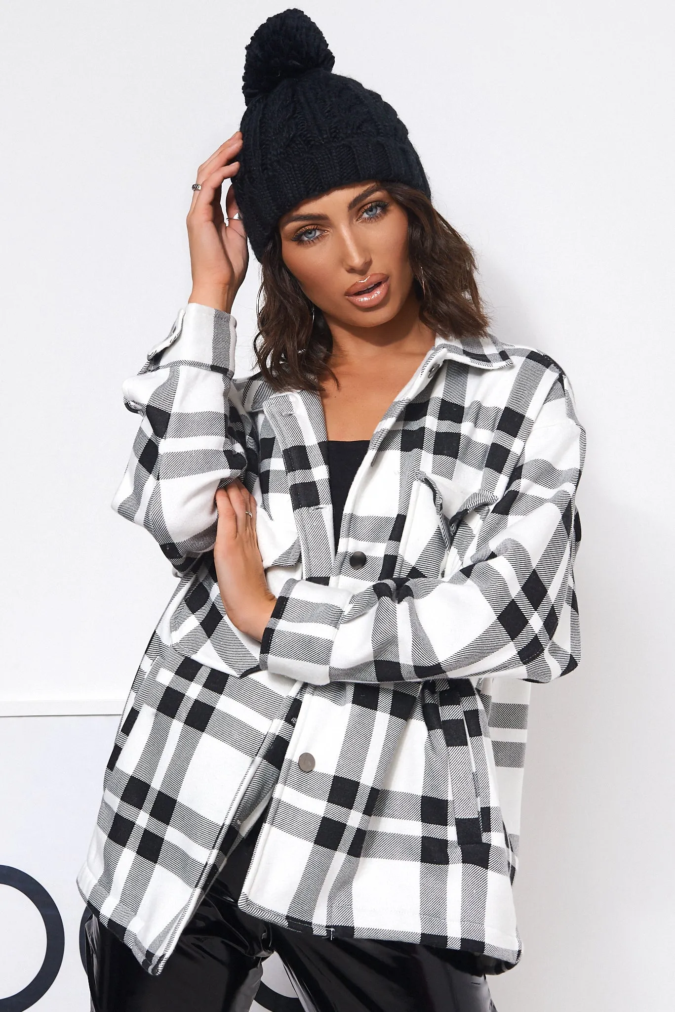 Black Checked Shirt Style Shacket