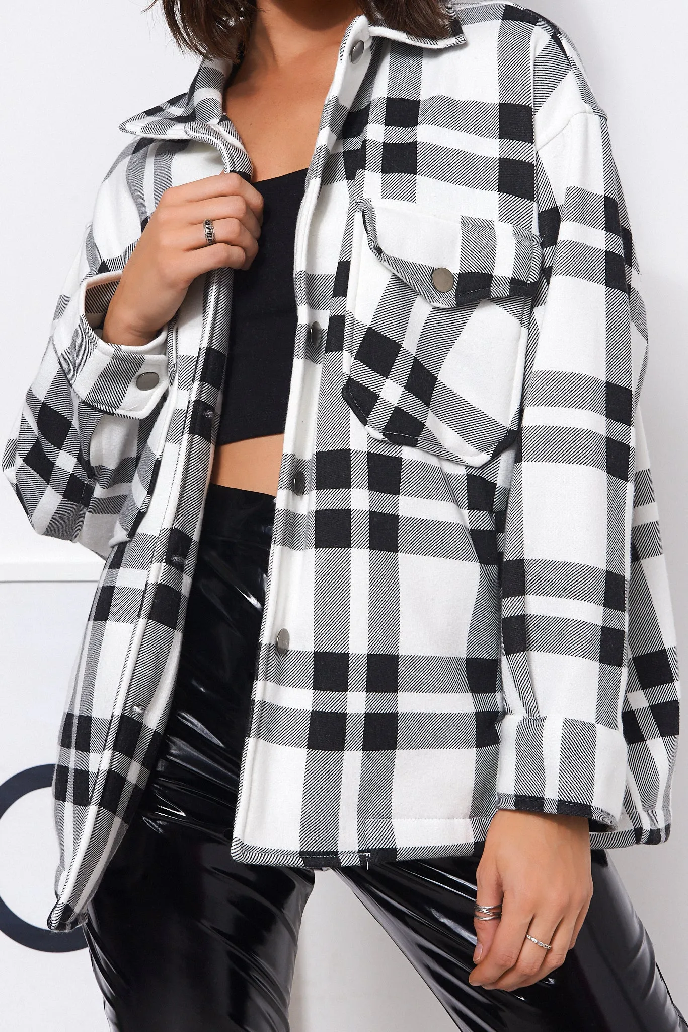 Black Checked Shirt Style Shacket