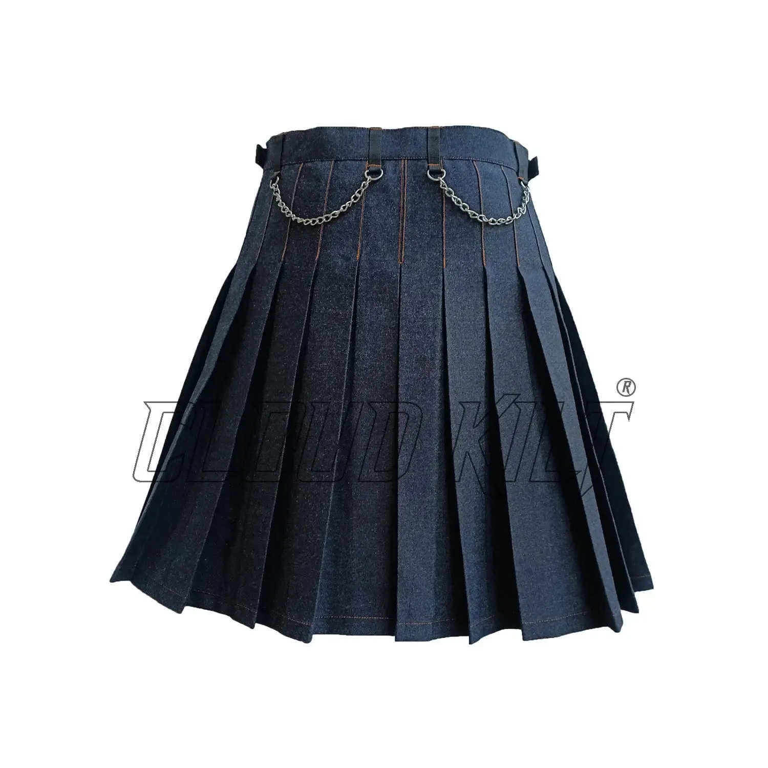 Black Denim Women Fashion Utility Kilt