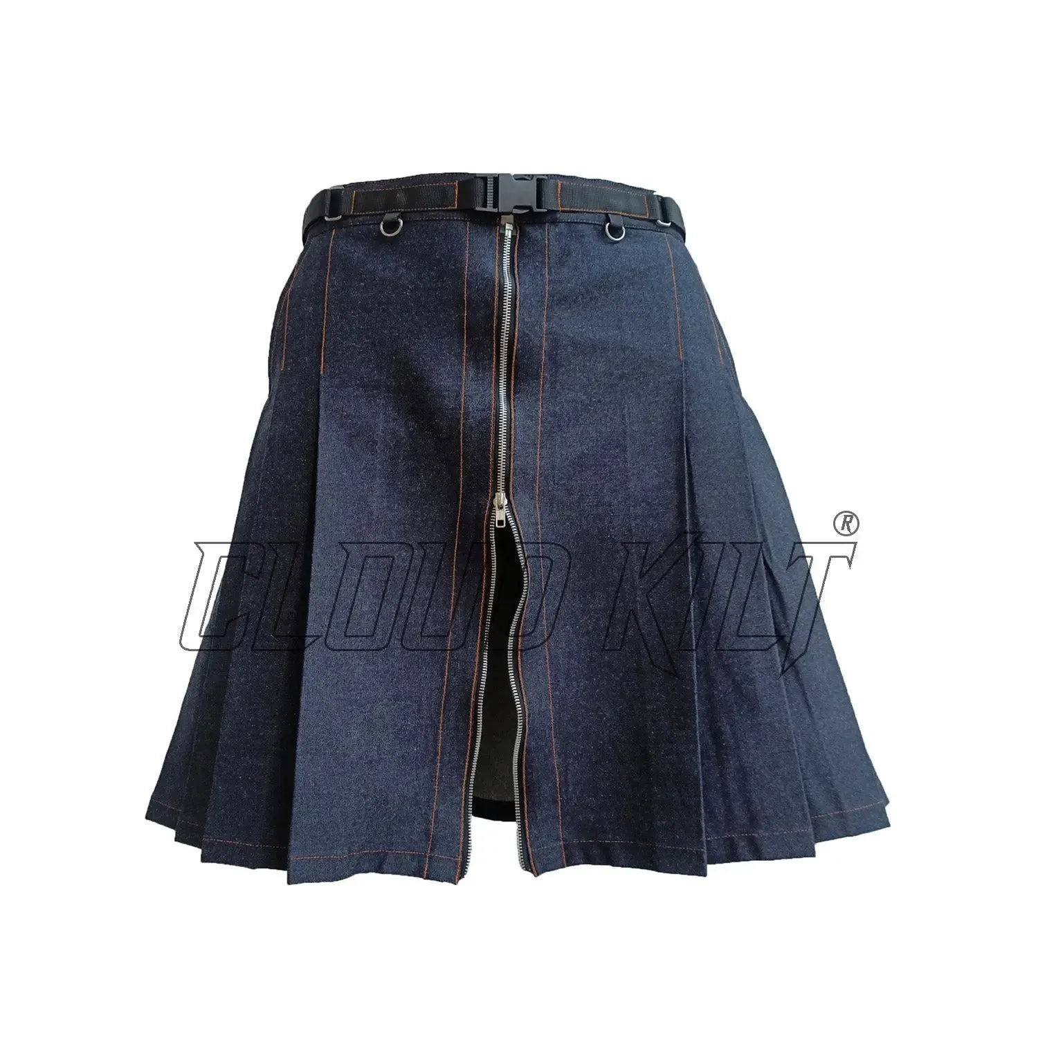 Black Denim Women Fashion Utility Kilt