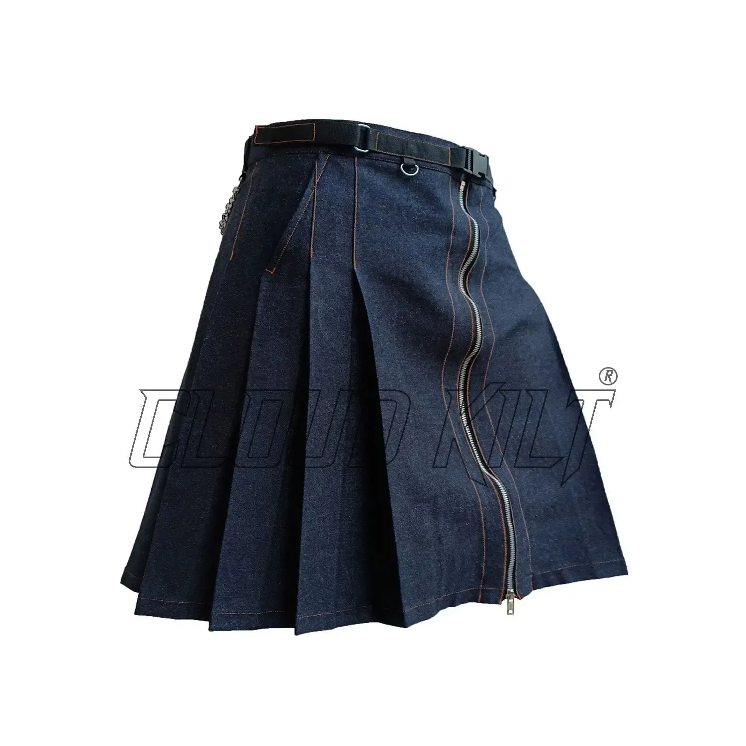 Black Denim Women Fashion Utility Kilt