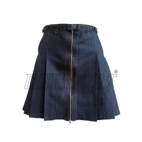 Black Denim Women Fashion Utility Kilt