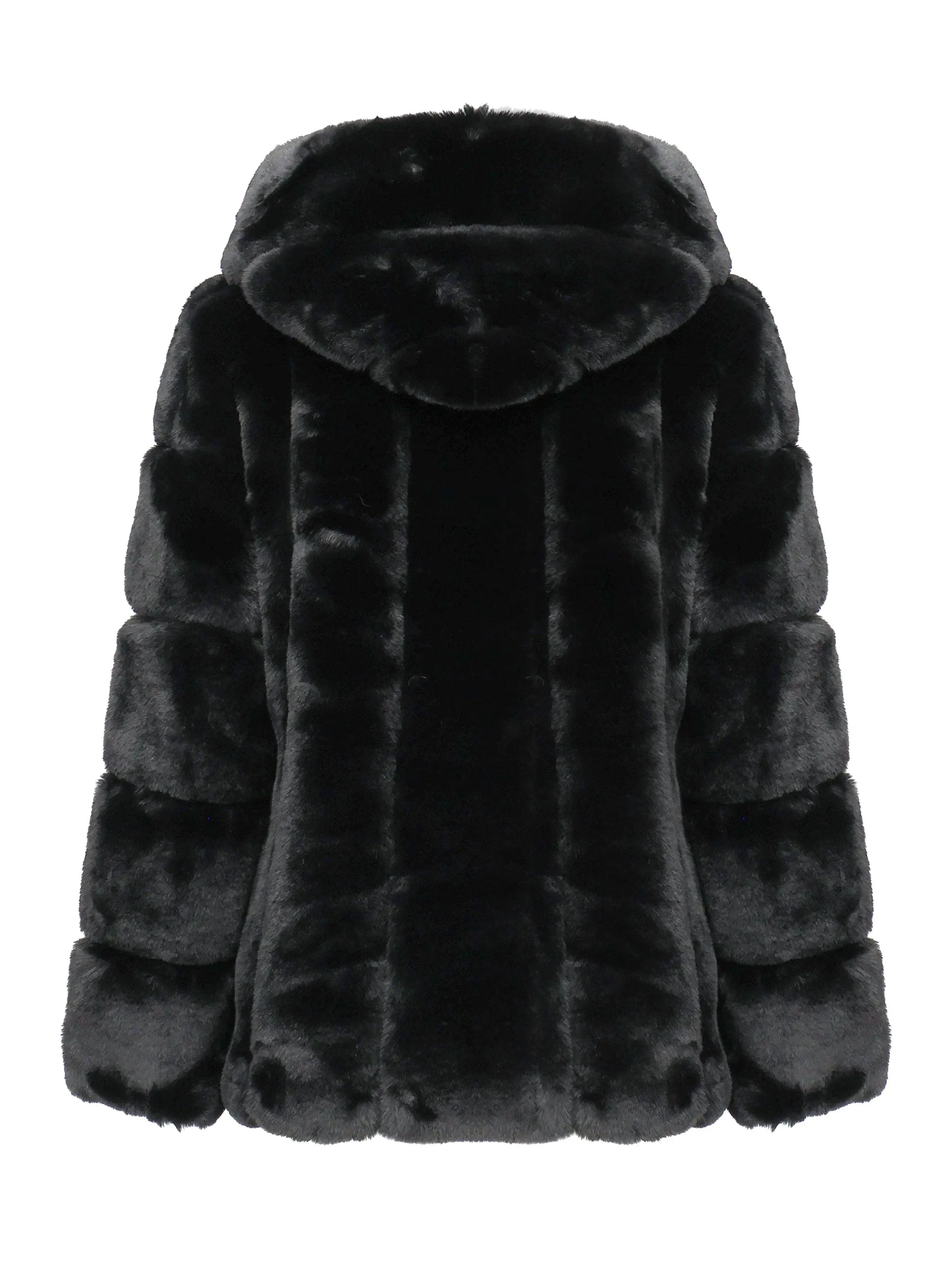 Black Oversized Eco Fur Coat