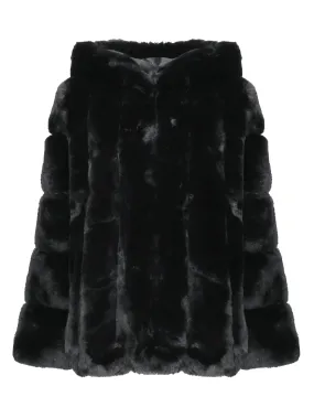 Black Oversized Eco Fur Coat