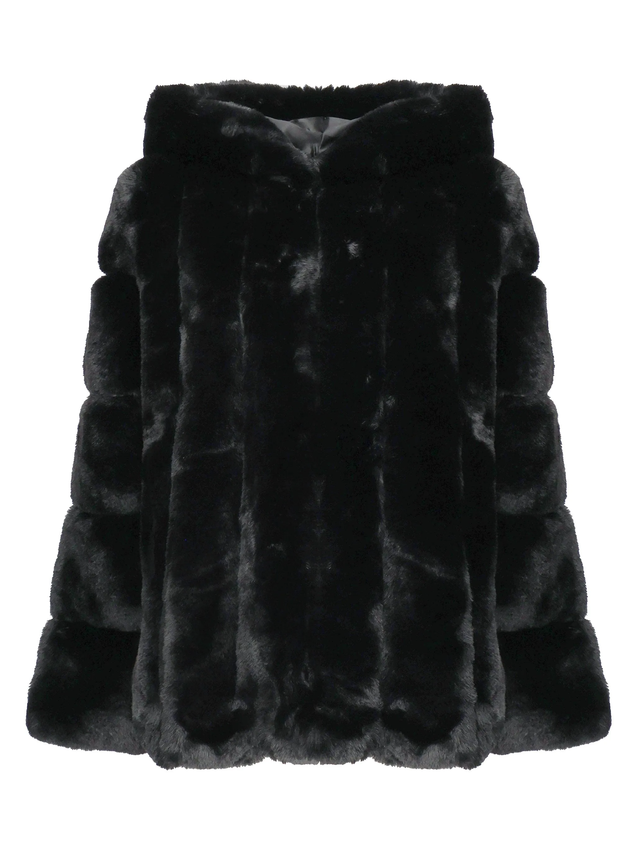 Black Oversized Eco Fur Coat