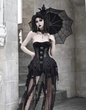 [Blood Supply]Alice Dark Gothic Corset and Lace-up Set (Black)