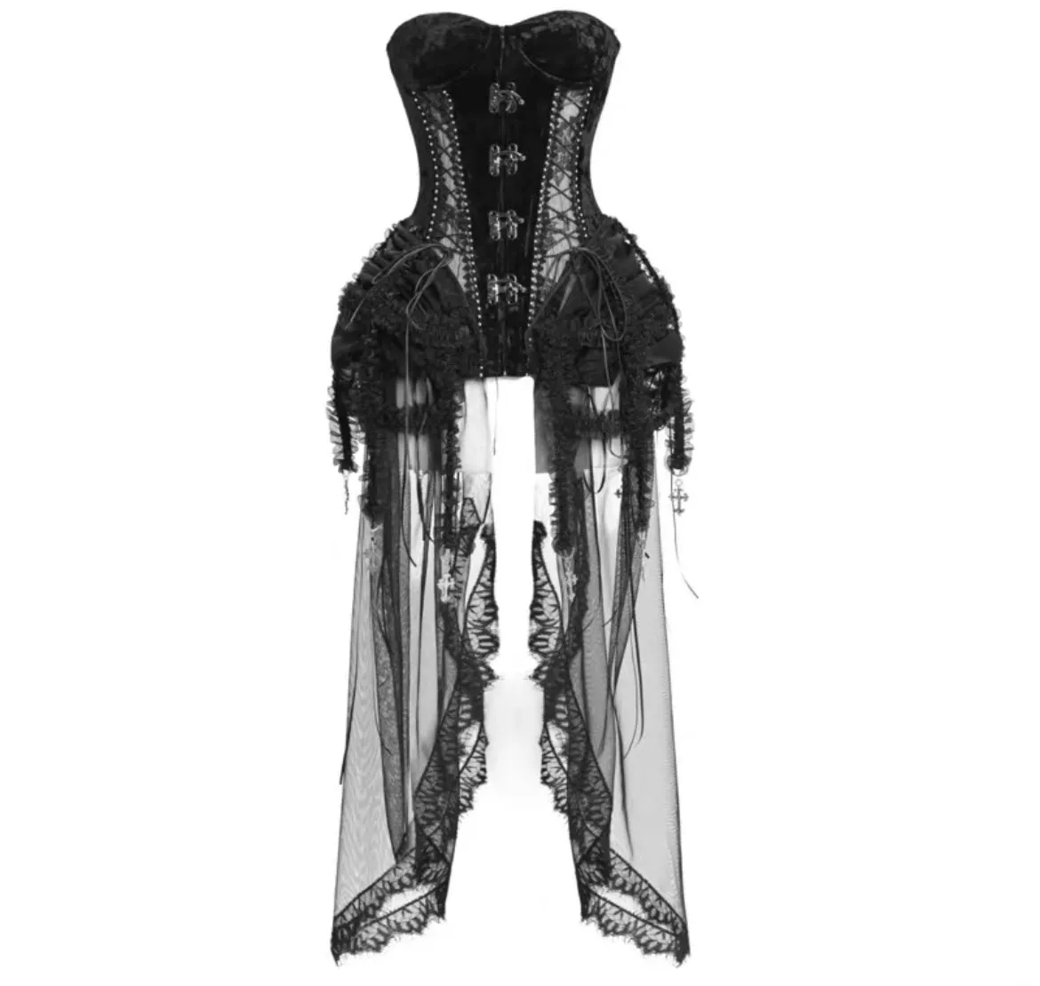 [Blood Supply]Alice Dark Gothic Corset and Lace-up Set (Black)