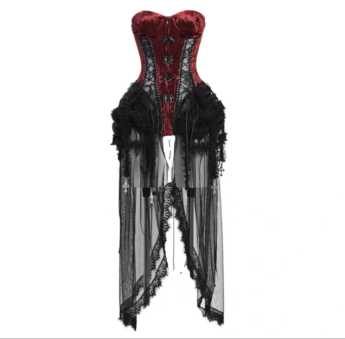 [Blood Supply]Halloween Alice Dark Gothic Corset and Lace-up Set (Red)