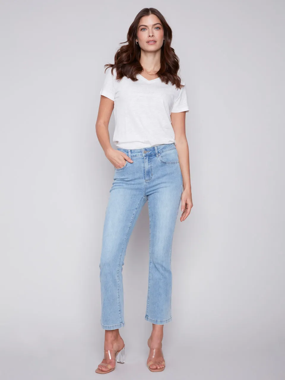 Bootleg Stretch Denim Pant -Light Blue