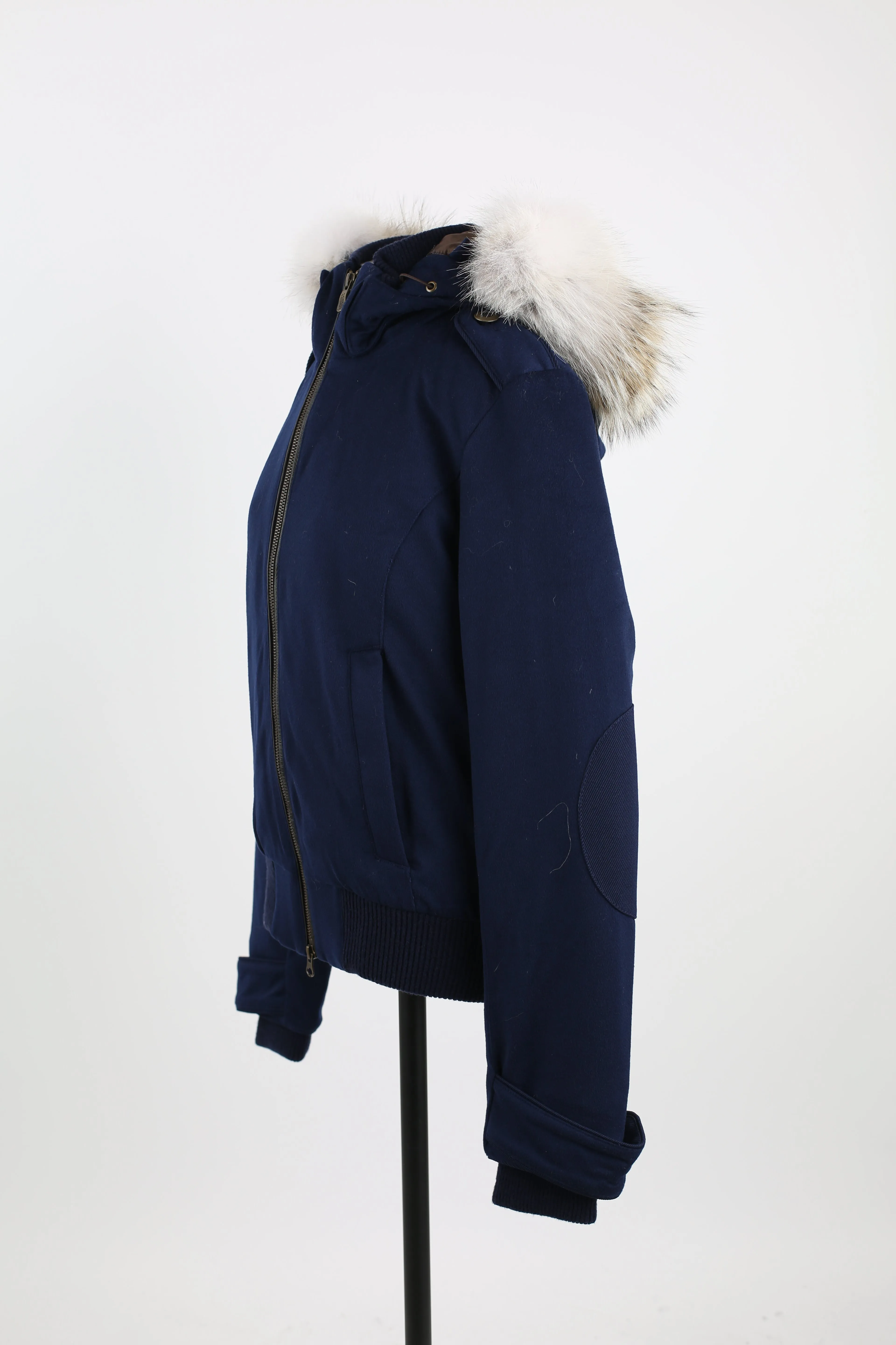 Branta Wool Bomber W/ Fur Hood - Loro Piana Storm System