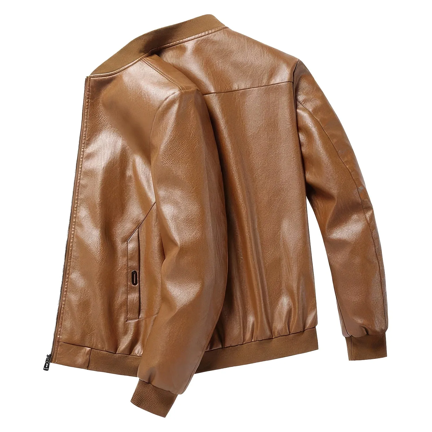 Brown Bomber Genuine Sheepskin Leather Jacket: Sporty Retro Style with a Modern Twist