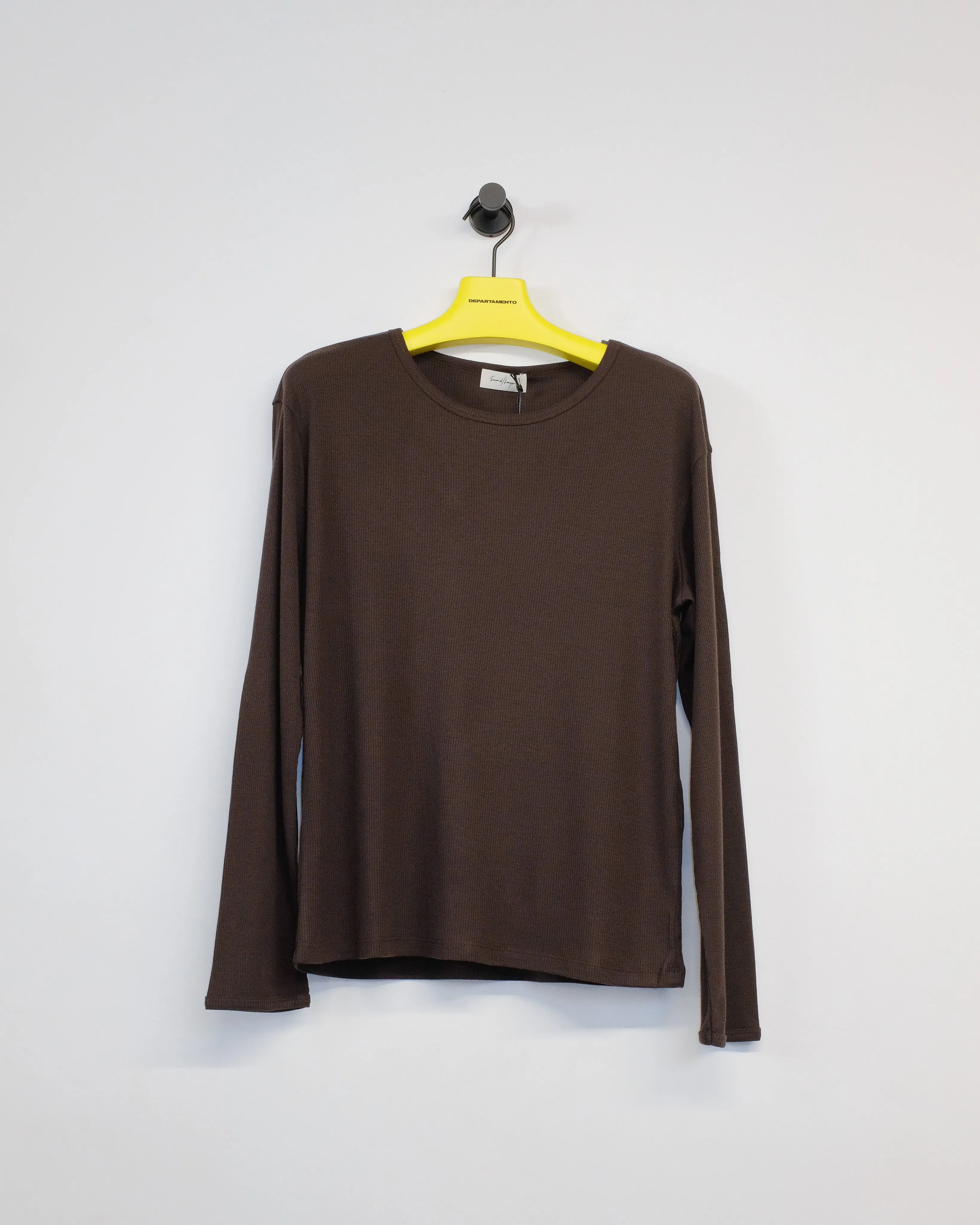 Brown Dias Cortez Long Sleeve Ribbed Tee