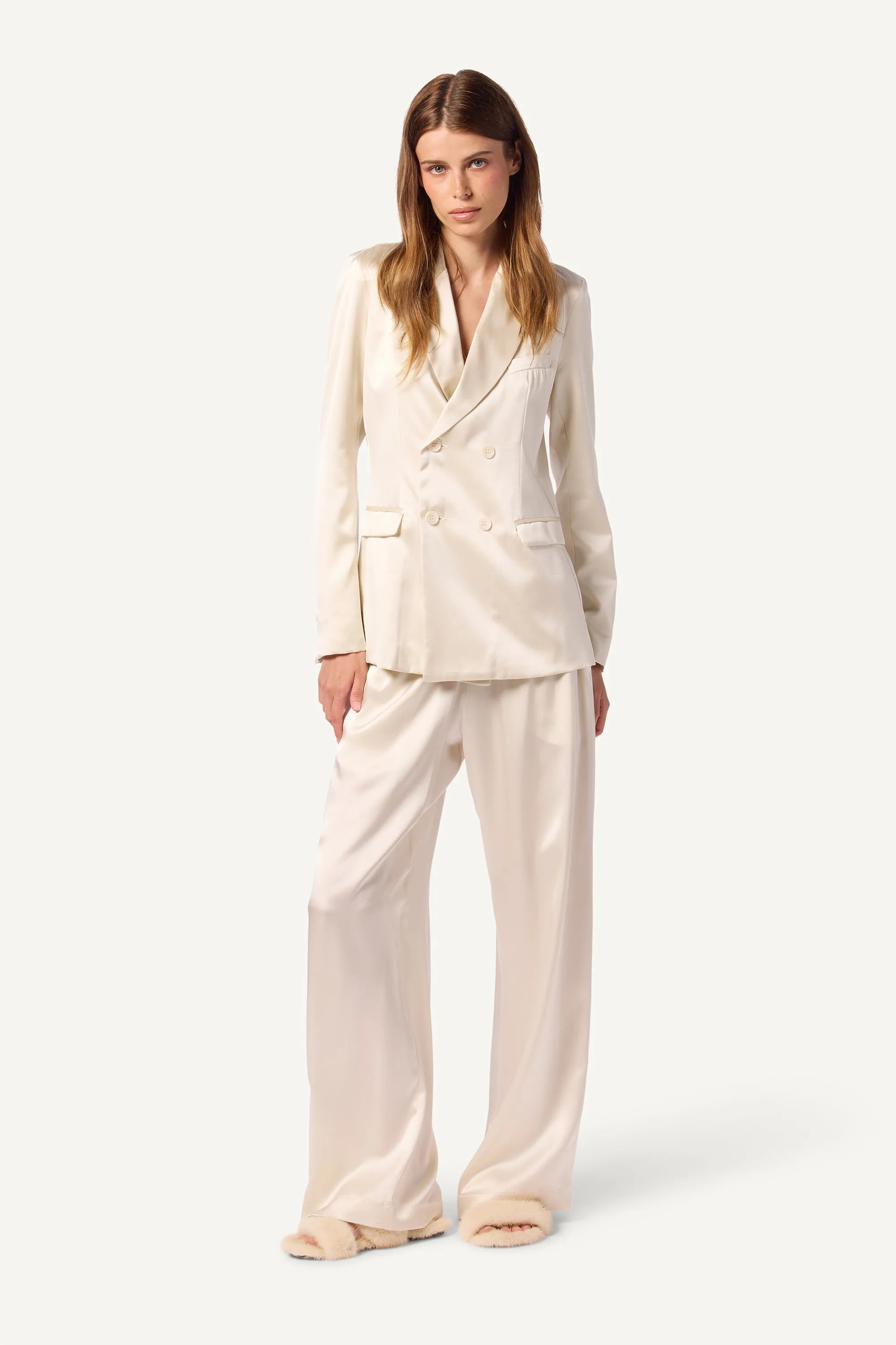 BRYNN SILK WIDE LEG PANT | GARDENIA