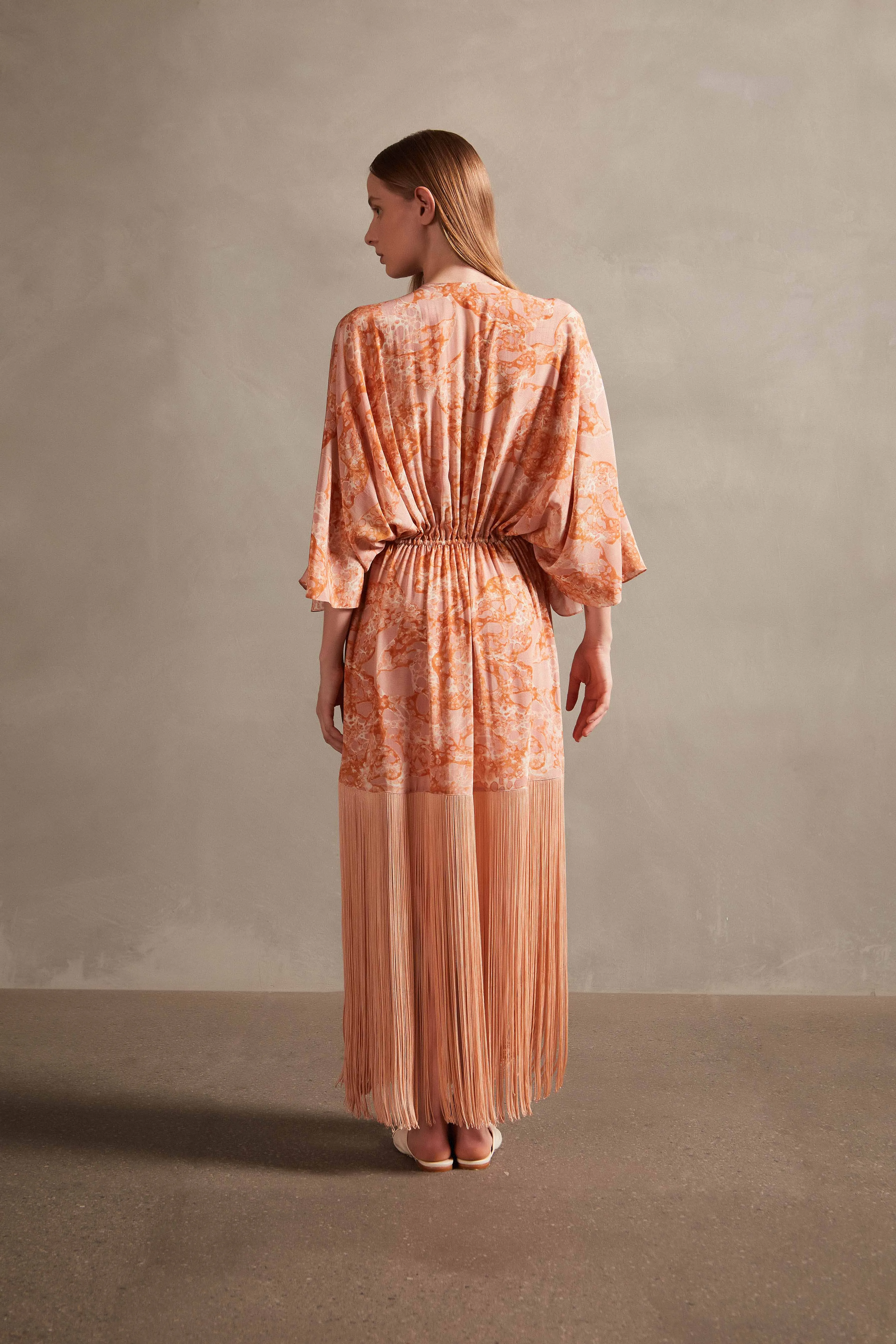 Bulles De Mer Long Robe With Fringes