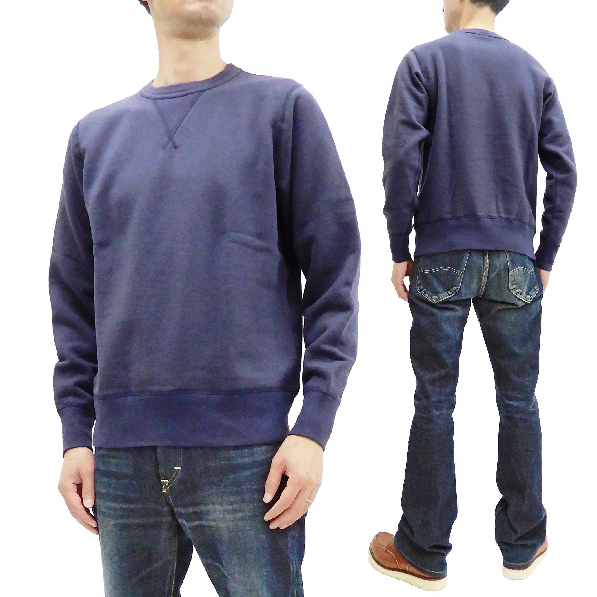 Buzz Rickson Plain Sweatshirt Men's Loop-wheeled Vintage Style BR65622 Faded-Navy-Blue