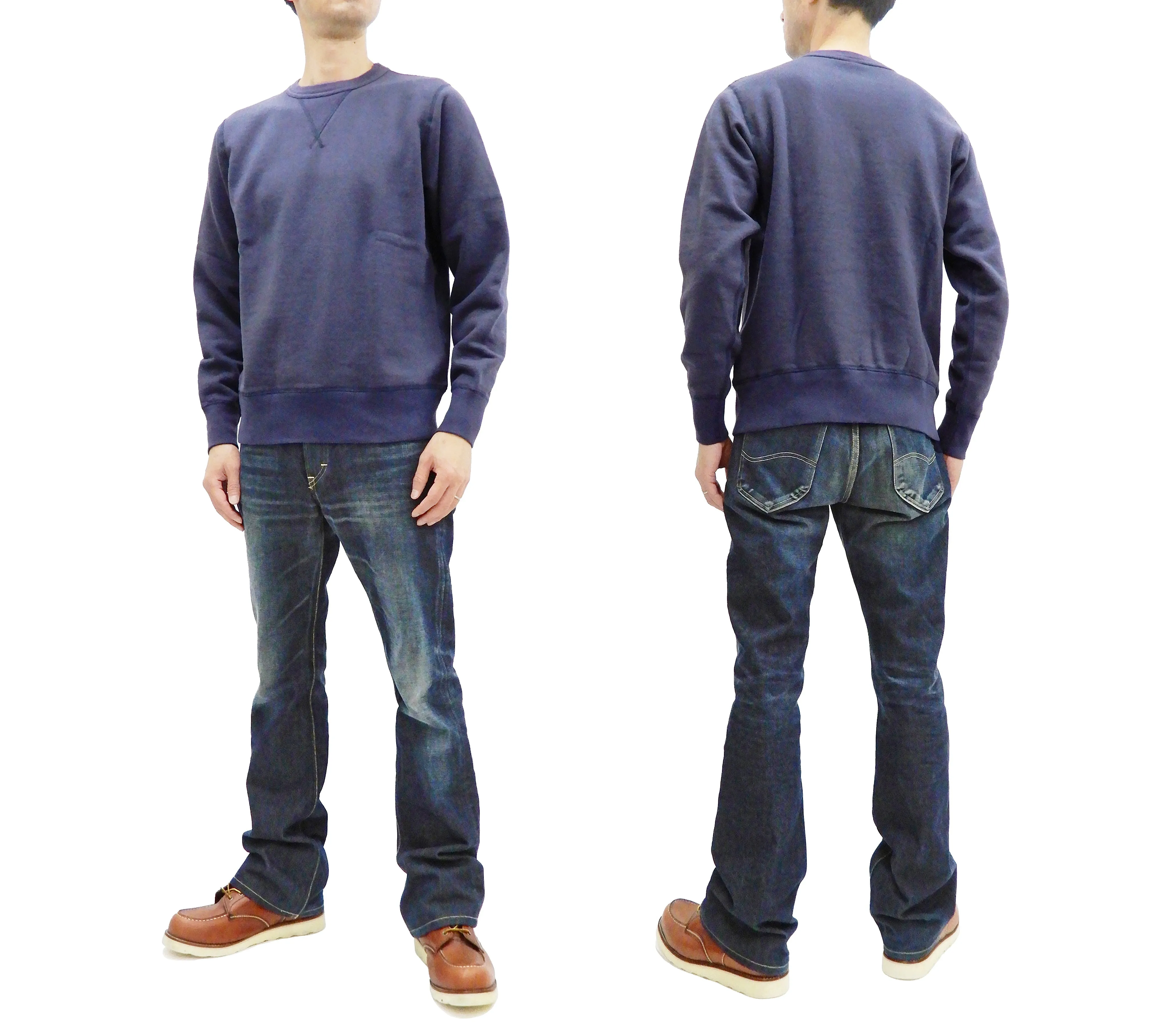 Buzz Rickson Plain Sweatshirt Men's Loop-wheeled Vintage Style BR65622 Faded-Navy-Blue