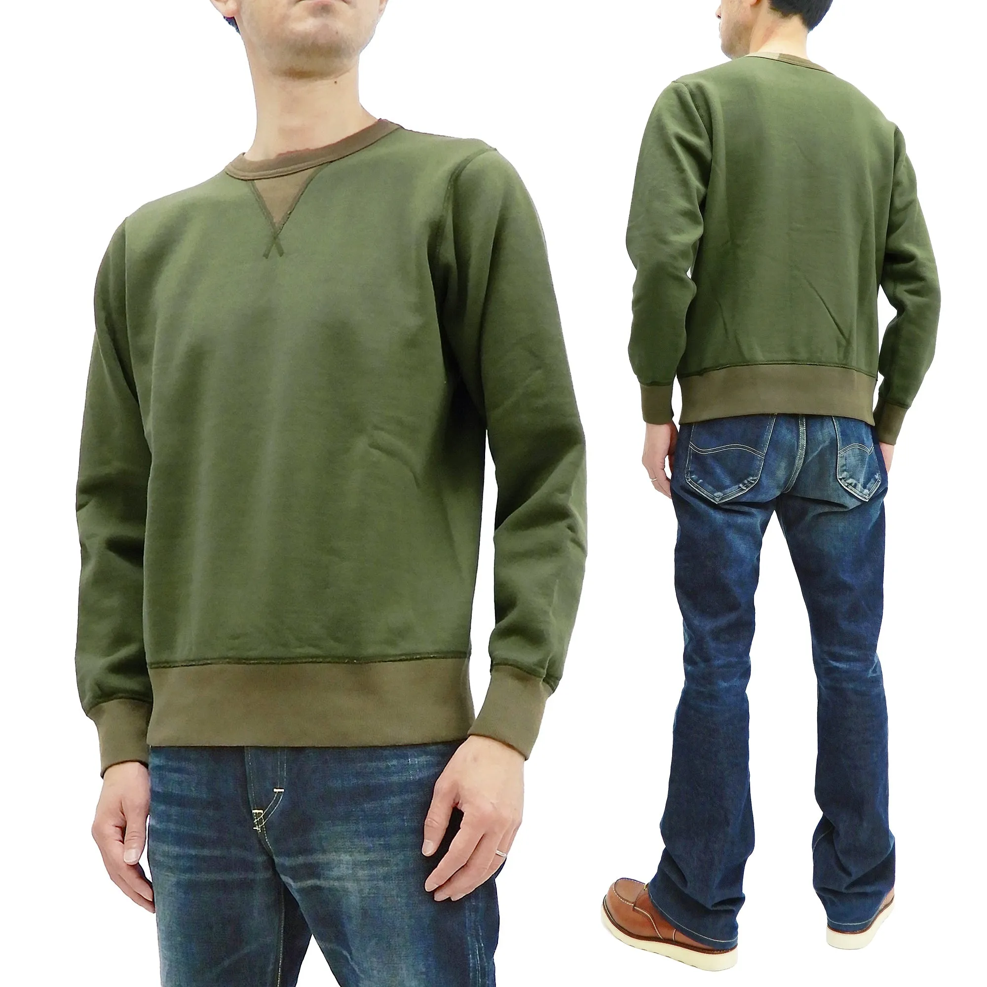 Buzz Rickson Plain Sweatshirt Men's Loop-wheeled Vintage Style BR65622 Faded-Olive