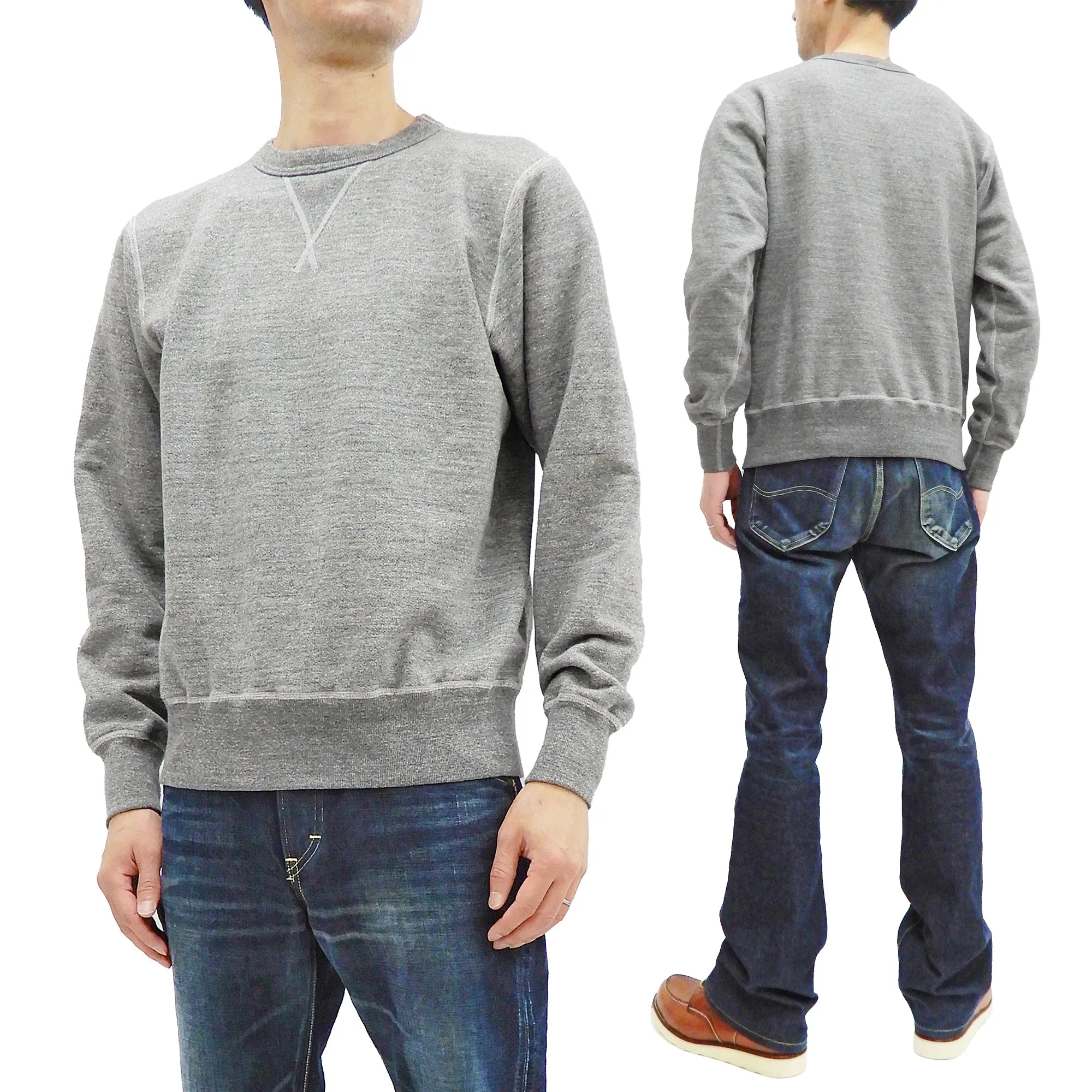 Buzz Rickson Plain Sweatshirt Men's Loop-wheeled Vintage Style BR65622 Heather-Gray