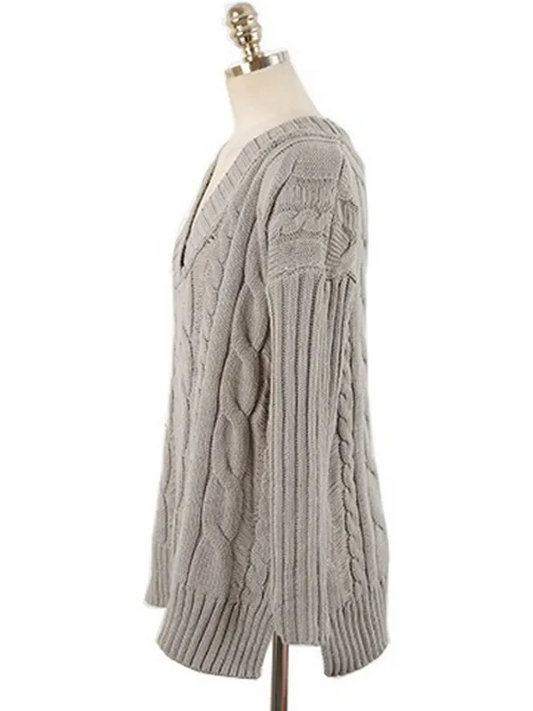 cable-knit ribbed poncho