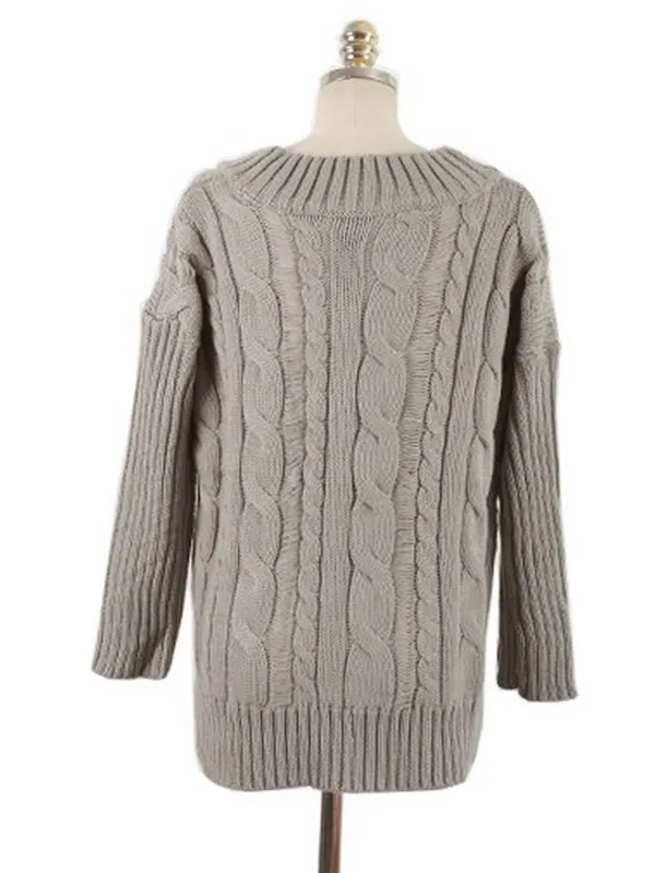 cable-knit ribbed poncho