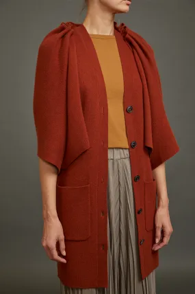 Cardigan with Detachable Cape in Rust