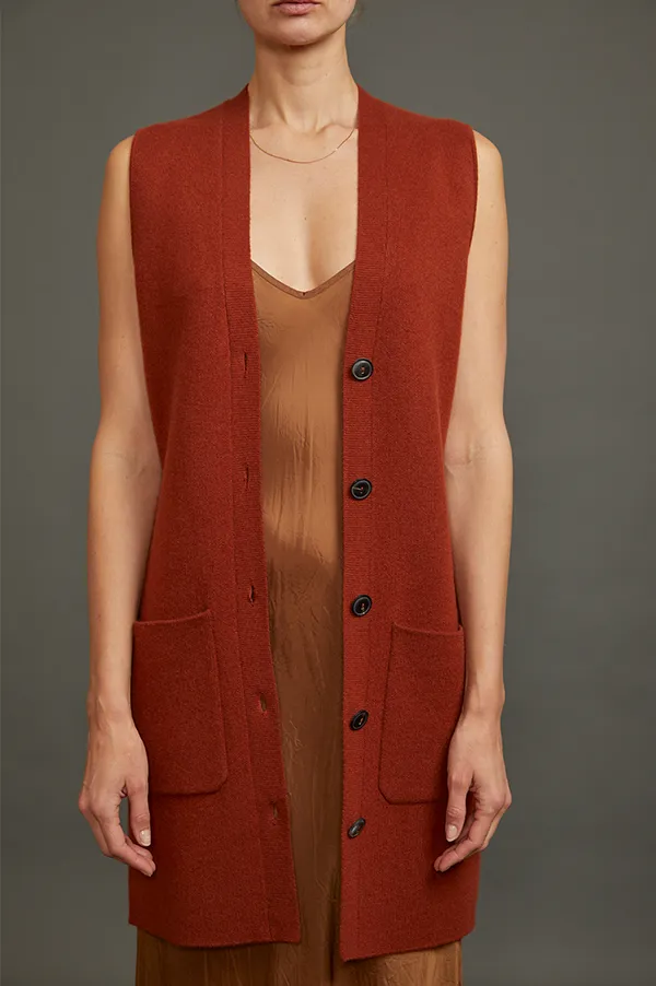 Cardigan with Detachable Cape in Rust