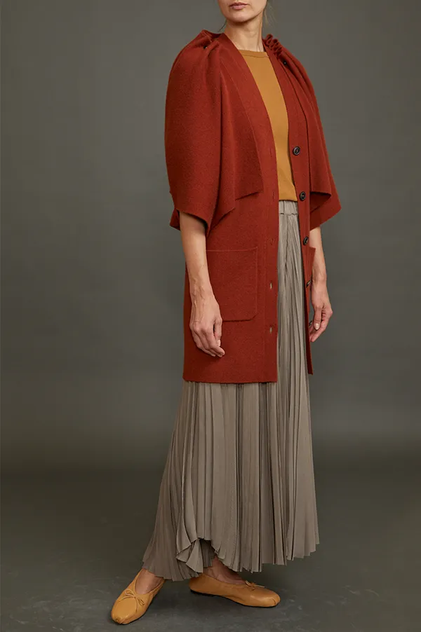 Cardigan with Detachable Cape in Rust