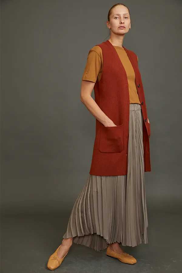 Cardigan with Detachable Cape in Rust