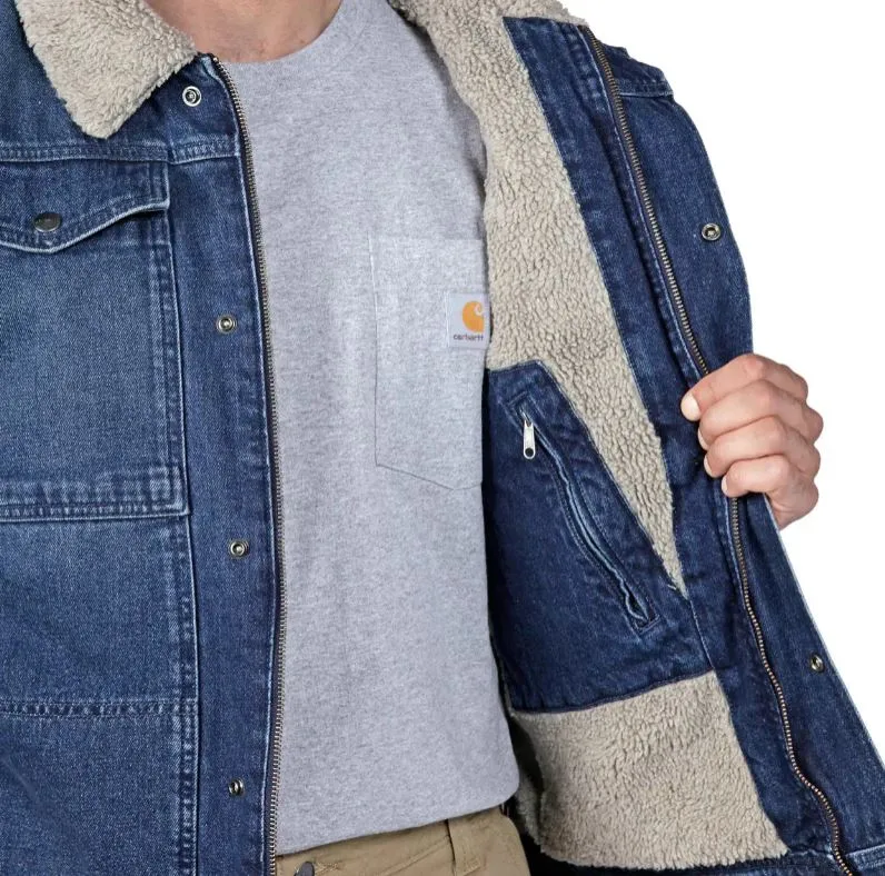 Carhartt Mens Relaxed Fit Denim Sherpa Lined Jacket