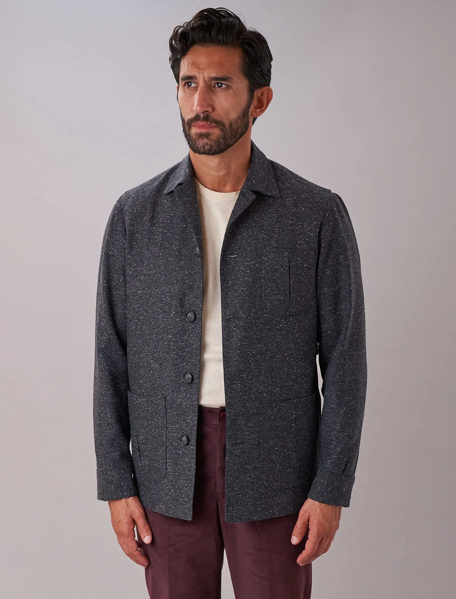 Charcoal Speckled Wool & Silk Shacket