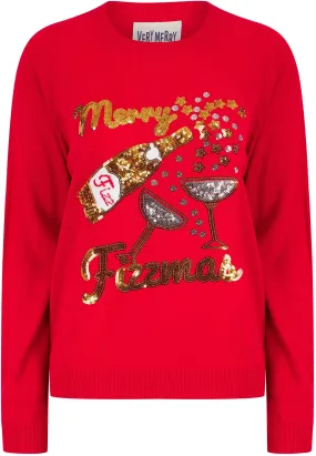 Christmas Fizzymas Womens Christmas Jumper - Red