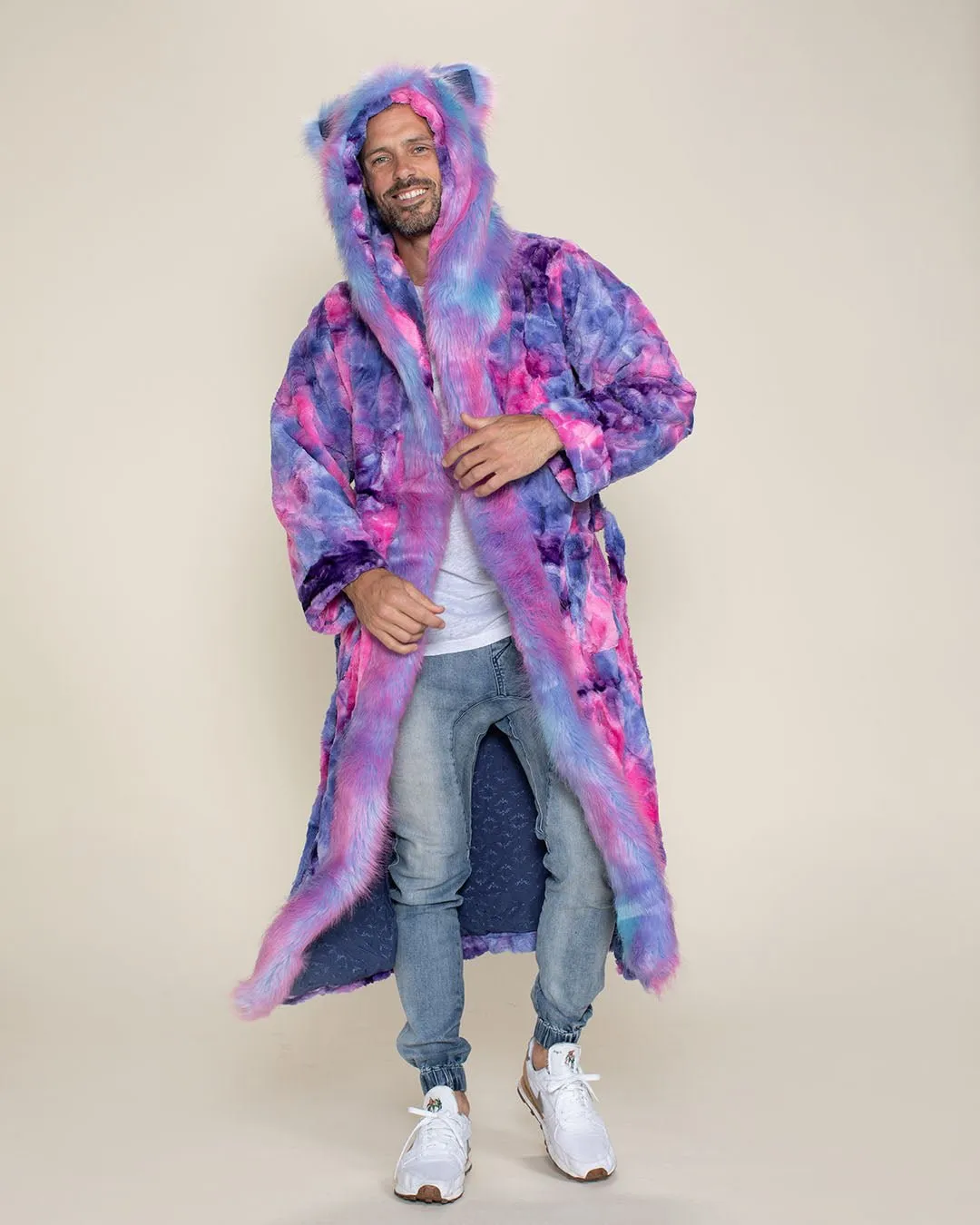 Classic Men's Long Faux Fur Coat | Cotton Candy Cat