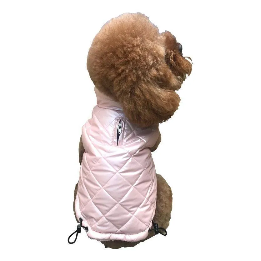 Coco Puffer Dog Coat With Diamond Quilting Pearl Pink