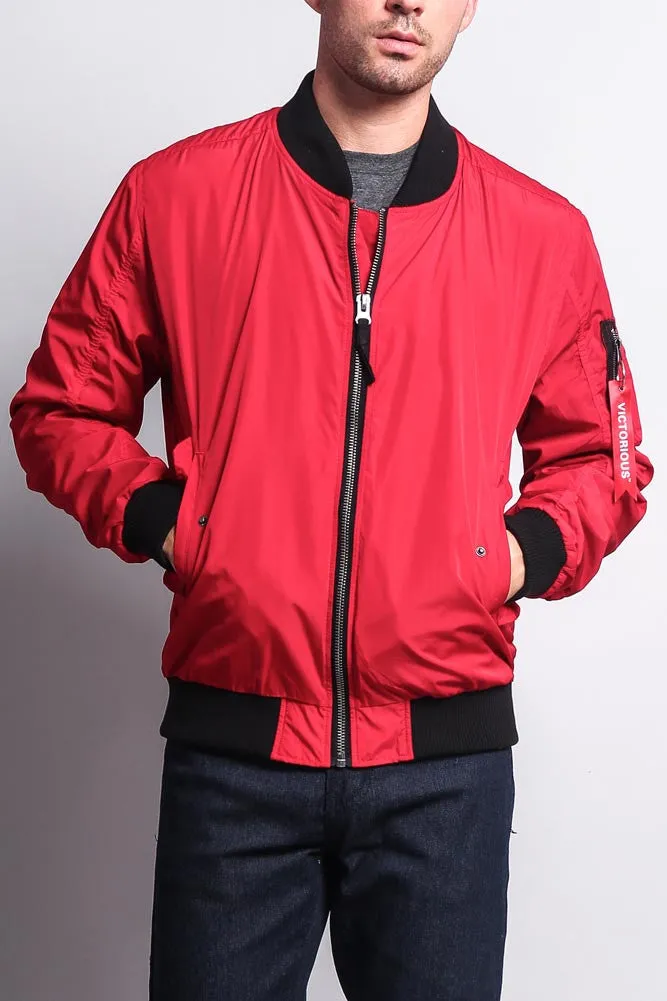 Contrast Lightweight Bomber Flight Jacket