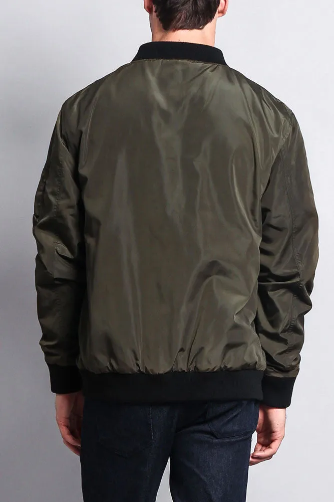 Contrast Lightweight Bomber Flight Jacket