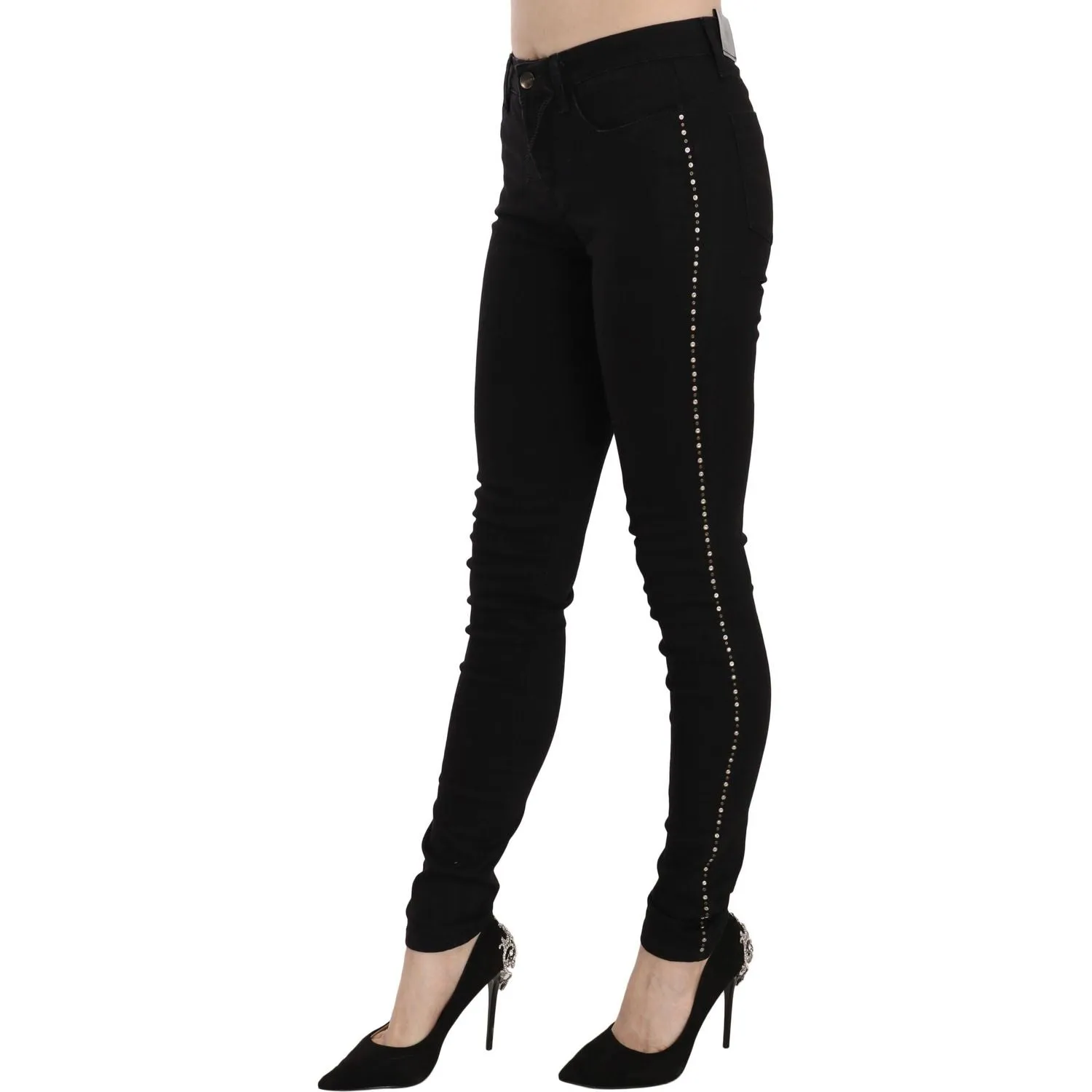 Costume National Chic Mid Waist Skinny Black Denim