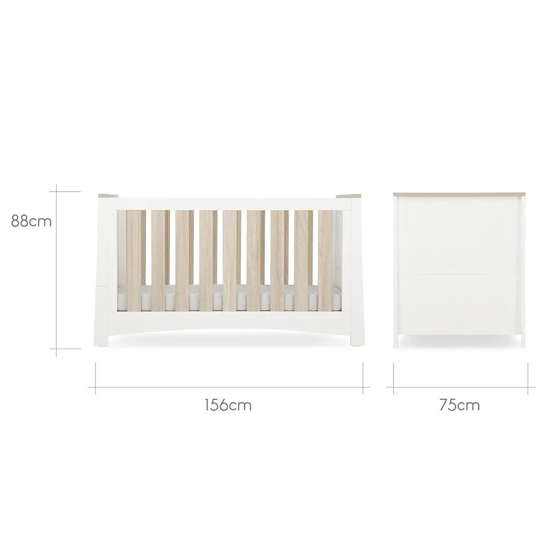 CuddleCo Ada 3 Piece Set 3-Drawer Dresser Cot Bed   Wardrobe - White/Ash