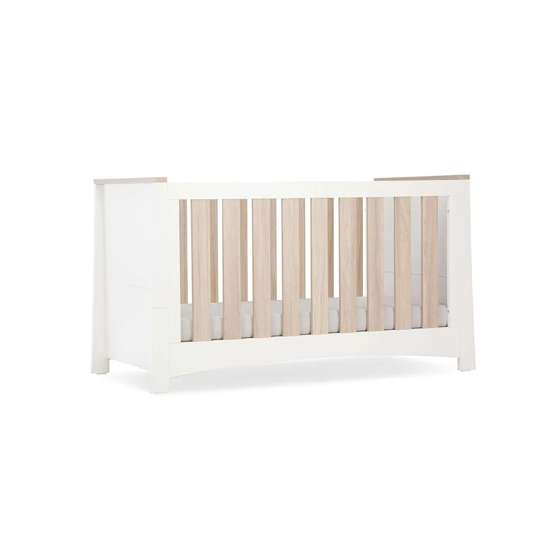 CuddleCo Ada 3 Piece Set 3-Drawer Dresser Cot Bed   Wardrobe - White/Ash