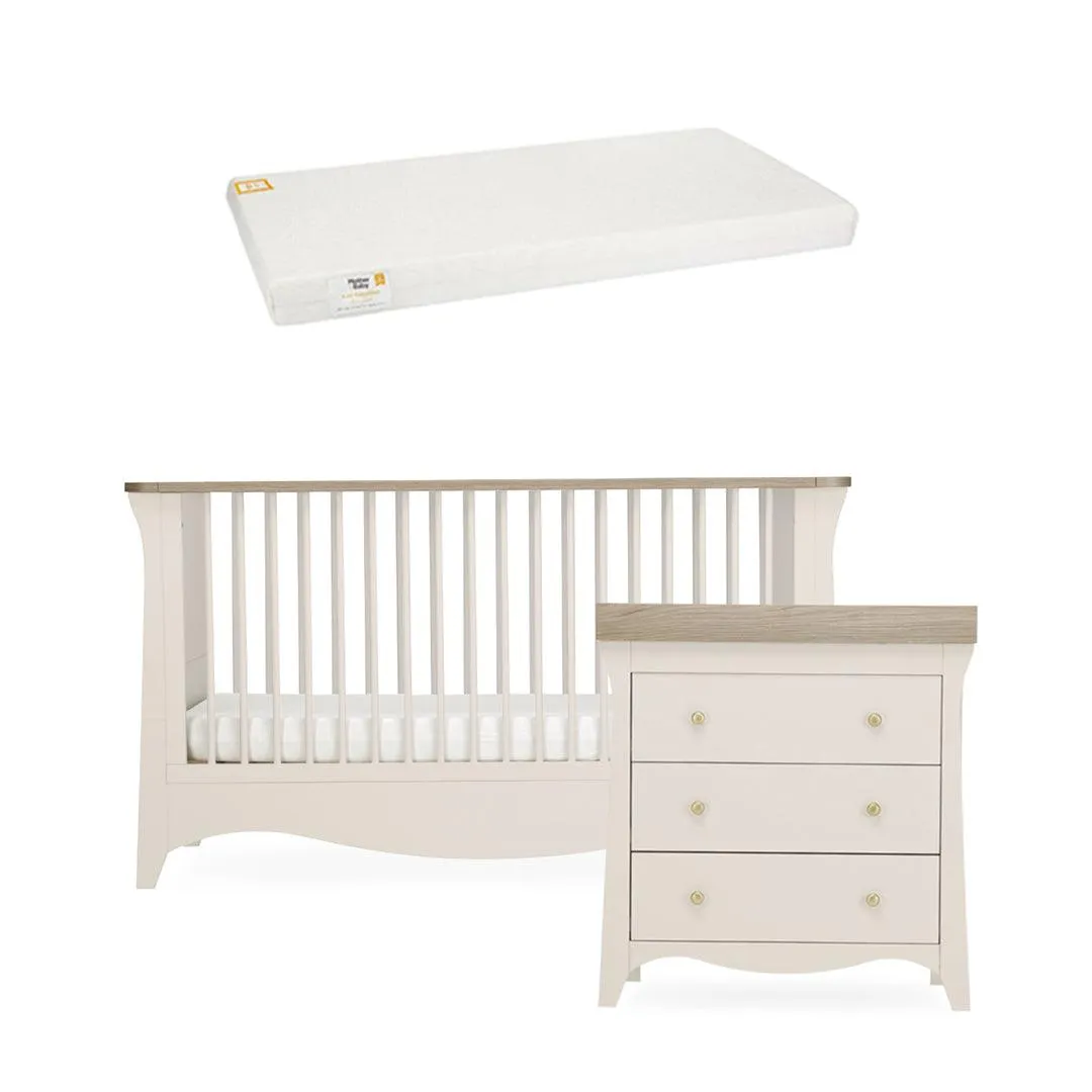 CuddleCo Clara 2 Piece Set 3-Drawer Dresser   Cot Bed  - Cashmere