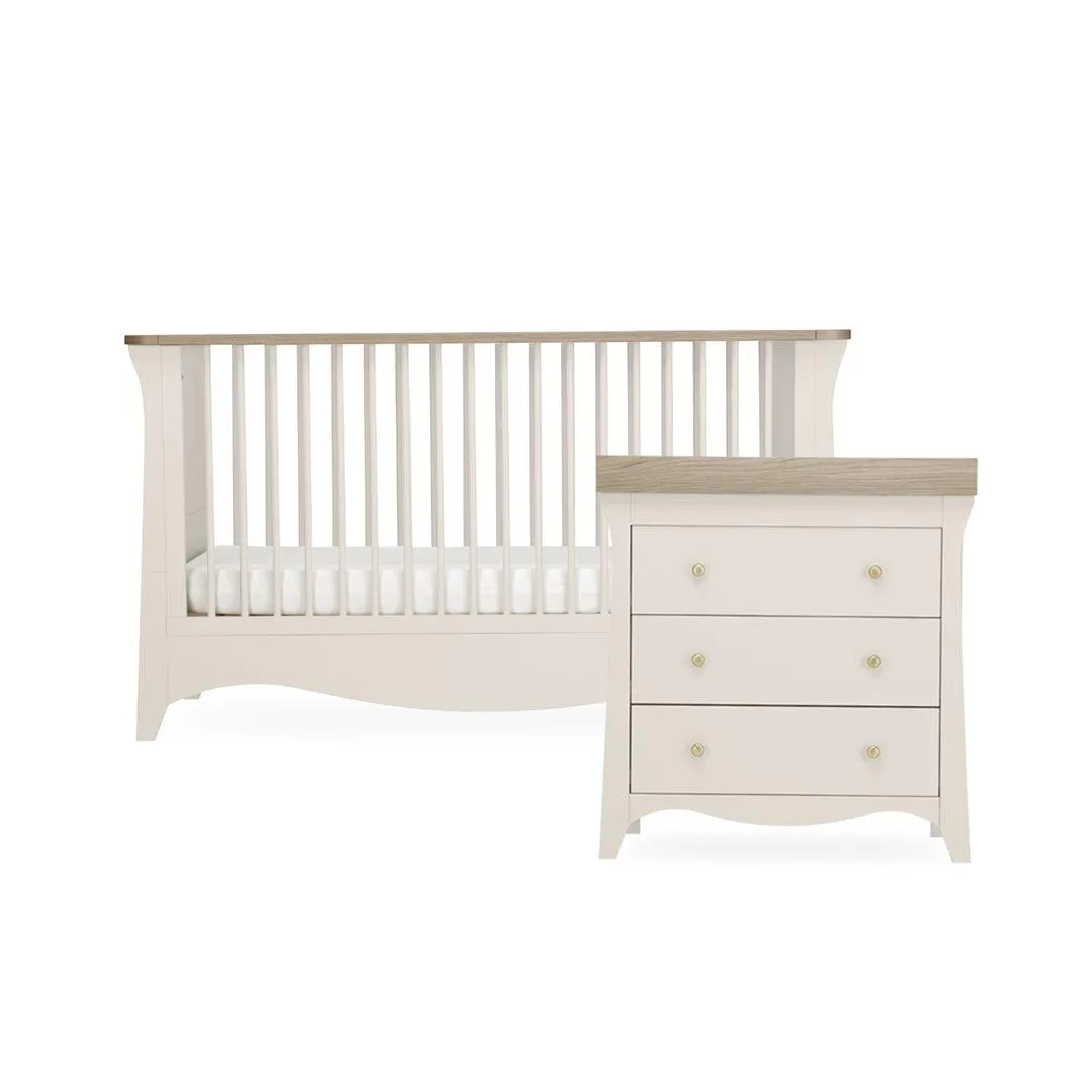 CuddleCo Clara 2 Piece Set 3-Drawer Dresser   Cot Bed  - Cashmere