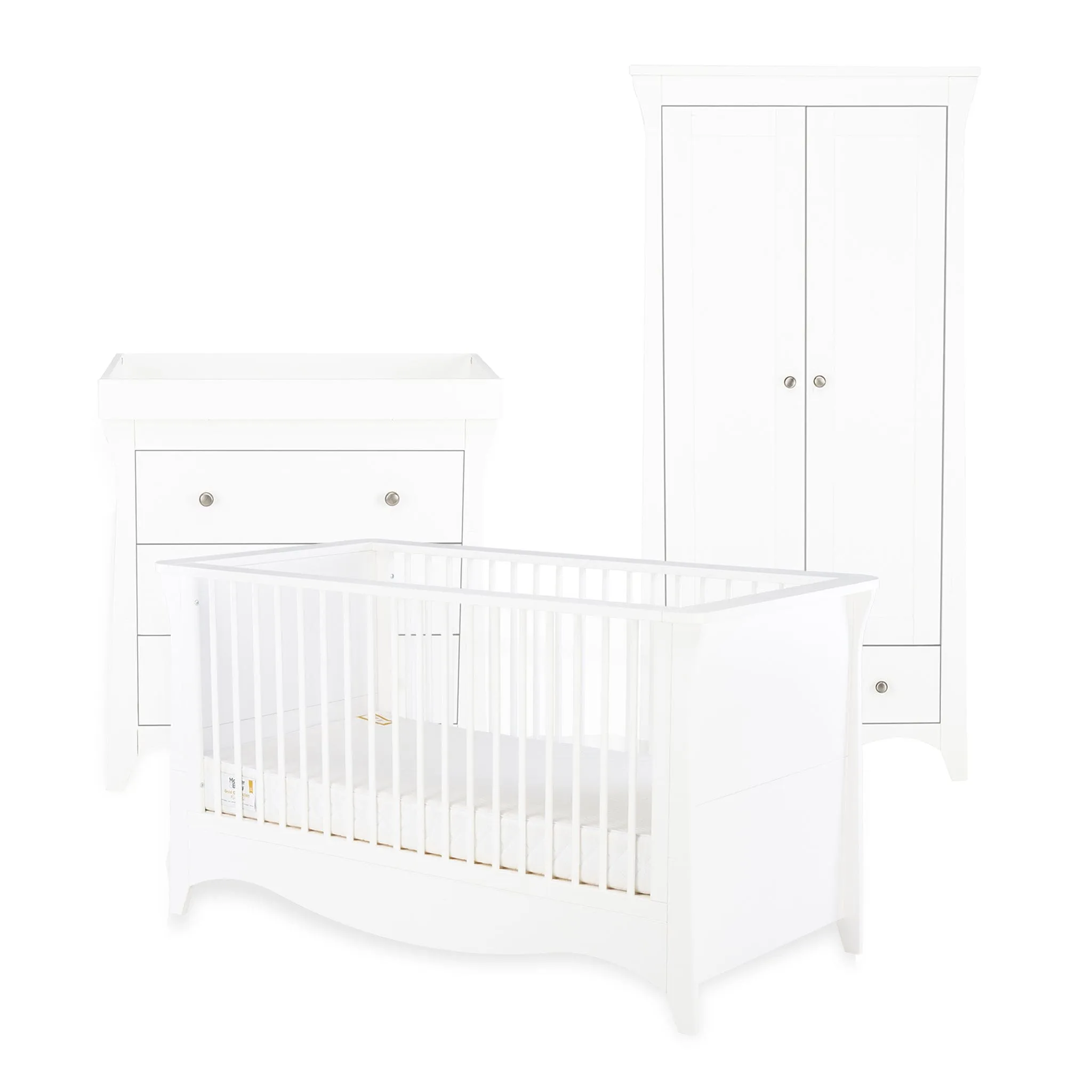 CuddleCo Clara 3 Piece Cot Bed Set in White